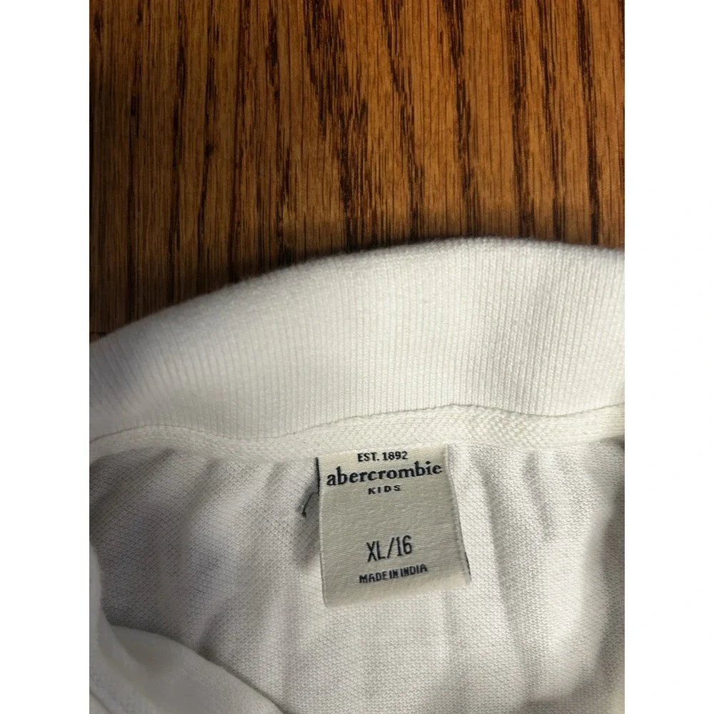 Abercrombie Kids White Polo Shirt Boys XL 16 Short Sleeve Cotton Classic Casual